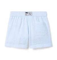 Seersucker Striped Swim Trunk