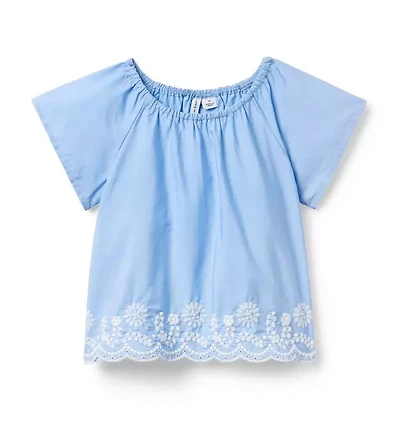 Embroidered Floral Hem Top