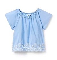 Embroidered Floral Hem Top