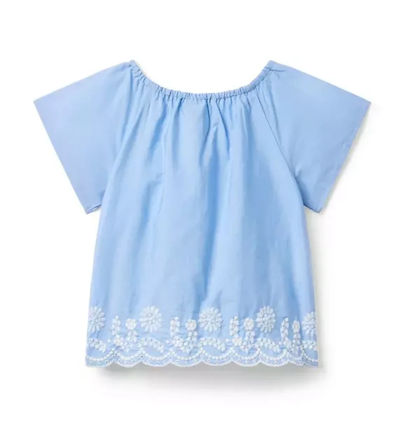 Embroidered Floral Hem Top