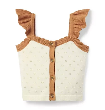 Pointelle Scalloped Sweater Top