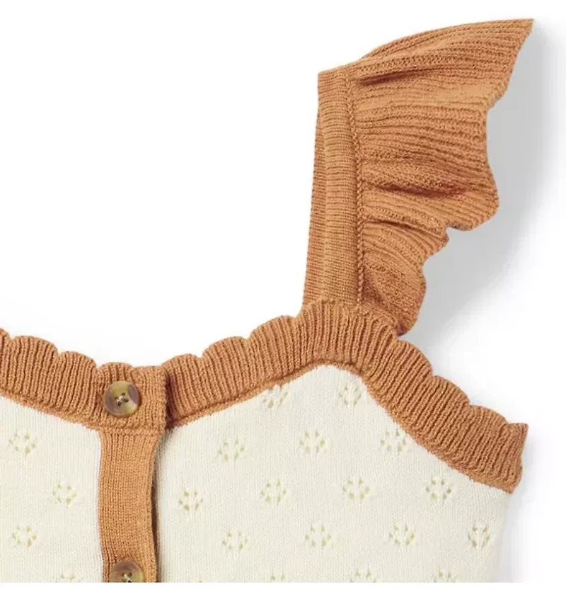 Pointelle Scalloped Sweater Top