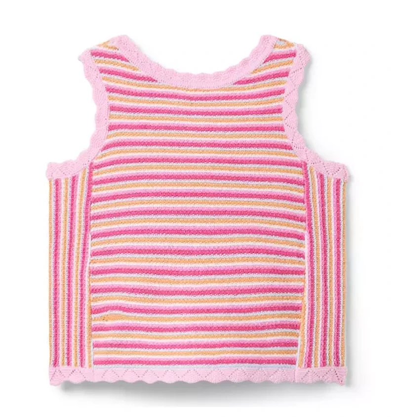 Striped Scalloped Sweater Top