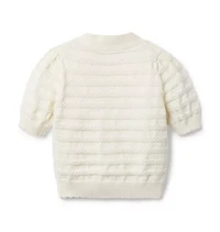 Pointelle Puff Sleeve Cardigan