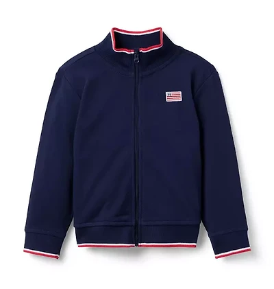 Embroidered Flag Pique Jacket