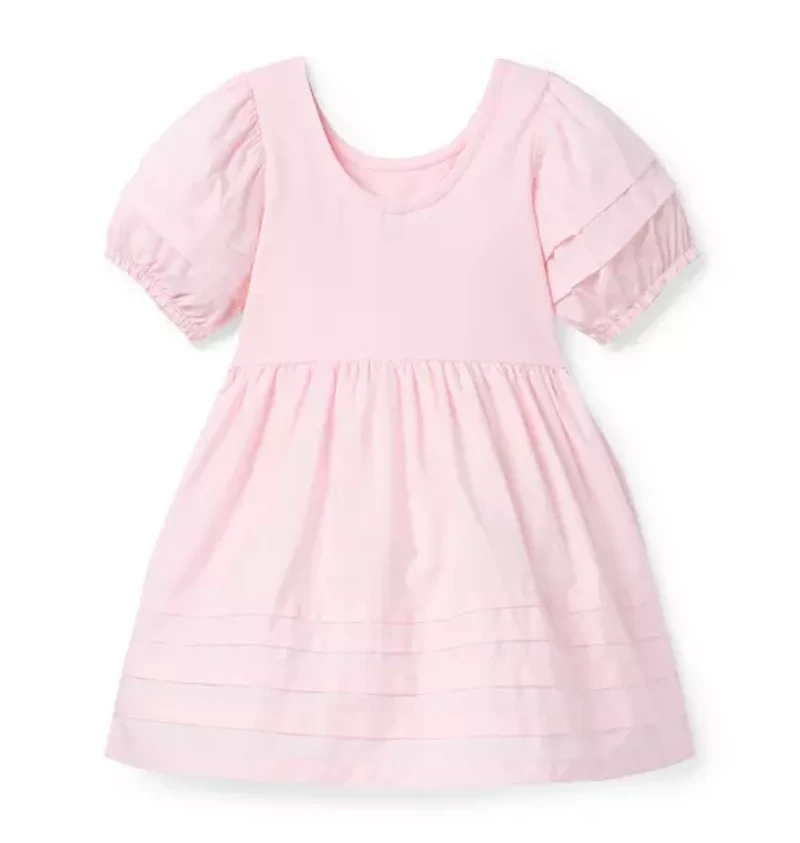 Pintuck Puff Sleeve Dress