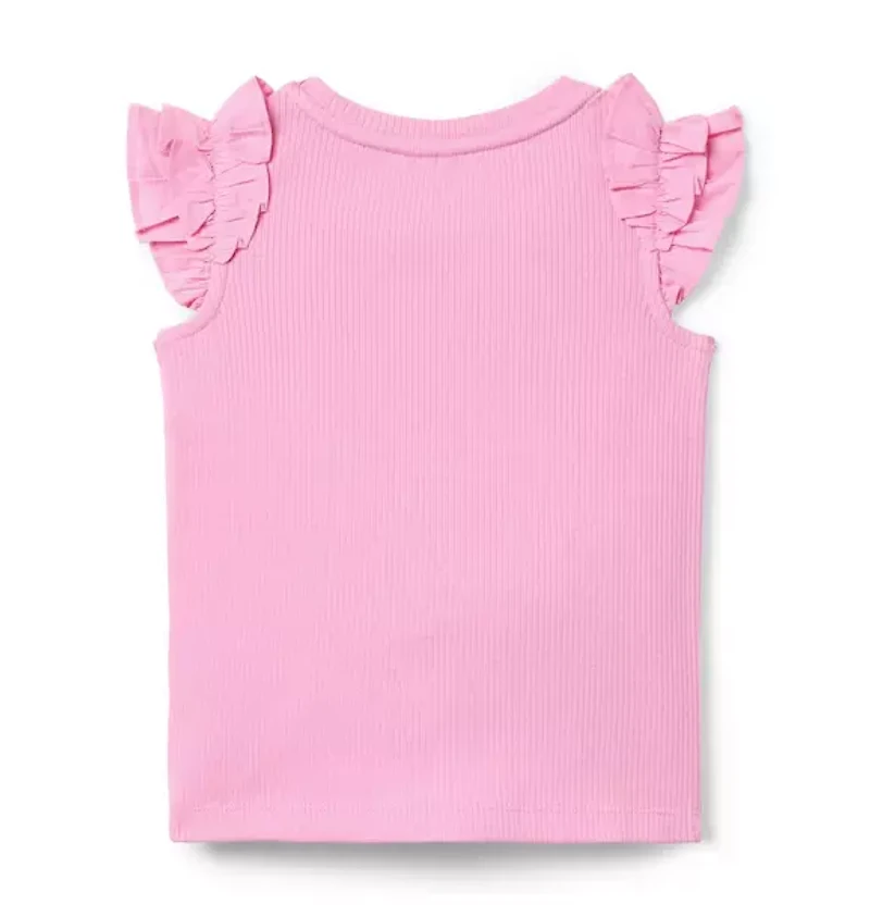 Ribbed Ruffle Sleeve Top