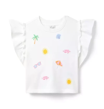 Embroidered Tropical Icon Top