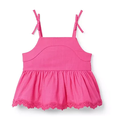 Lace Trim Peplum Top