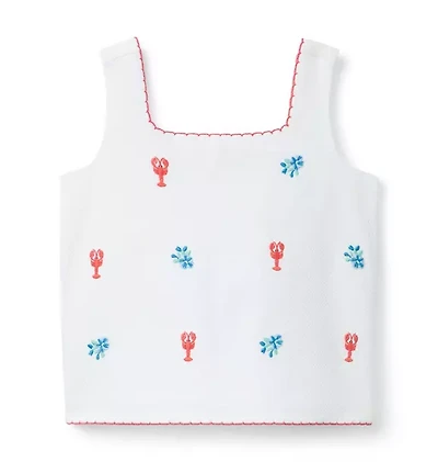 Embroidered Lobster Top
