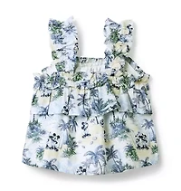 Disney Mickey Mouse Surf Toile Ruffle Top