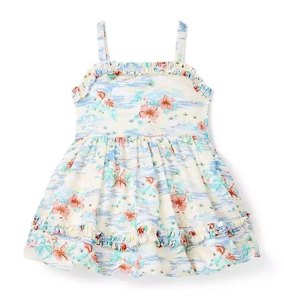 Island Floral Bubble Hem Dress