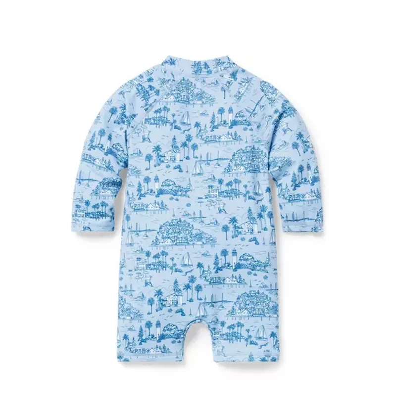 Baby Island Toile Rash Guard Swimsuit