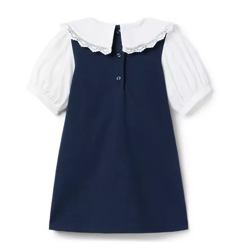 Lace Trim Collar Ponte Dress