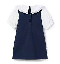 Lace Trim Collar Ponte Dress