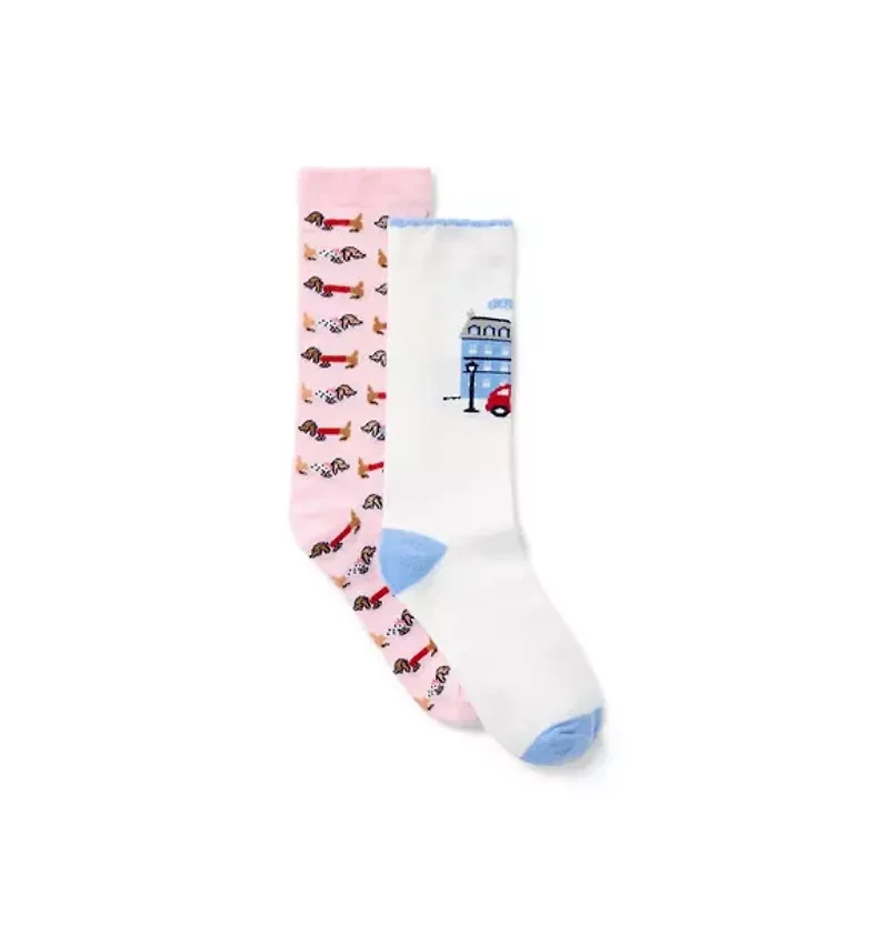 Paris Dog Sock 2-Pack