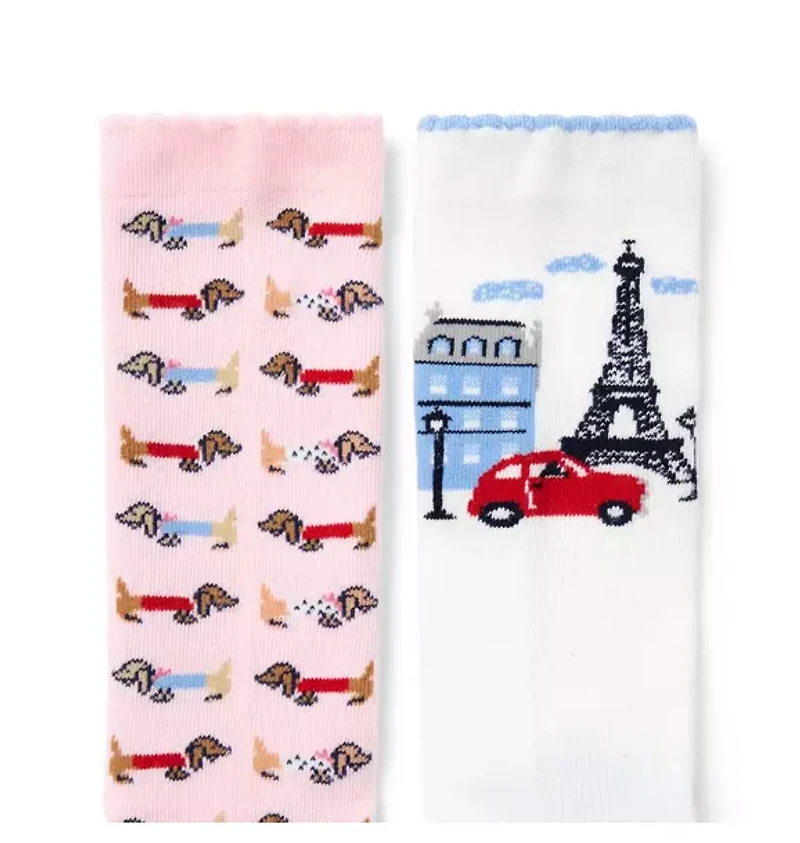 Paris Dog Sock 2-Pack