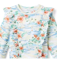 Island Floral Ruffle Rash Guard Swimsuit