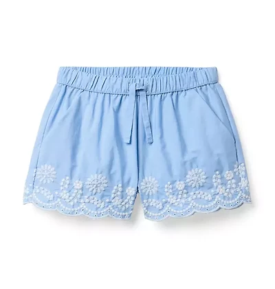 Embroidered Floral Hem Short
