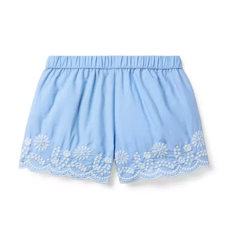 Embroidered Floral Hem Short