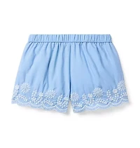 Embroidered Floral Hem Short
