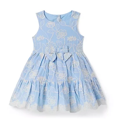 Embroidered Floral Bow Dress