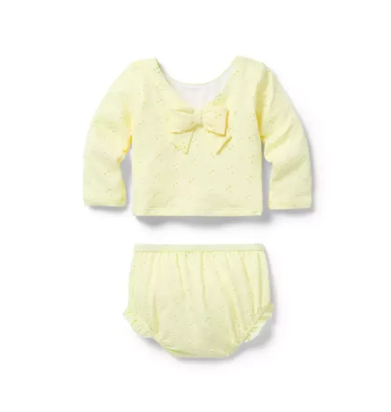 Baby Eyelet Rash Guard 2-Piece Swimsuit