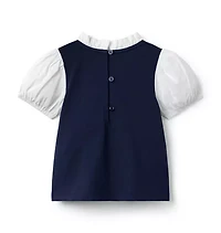 Bow Collar Puff Sleeve Top