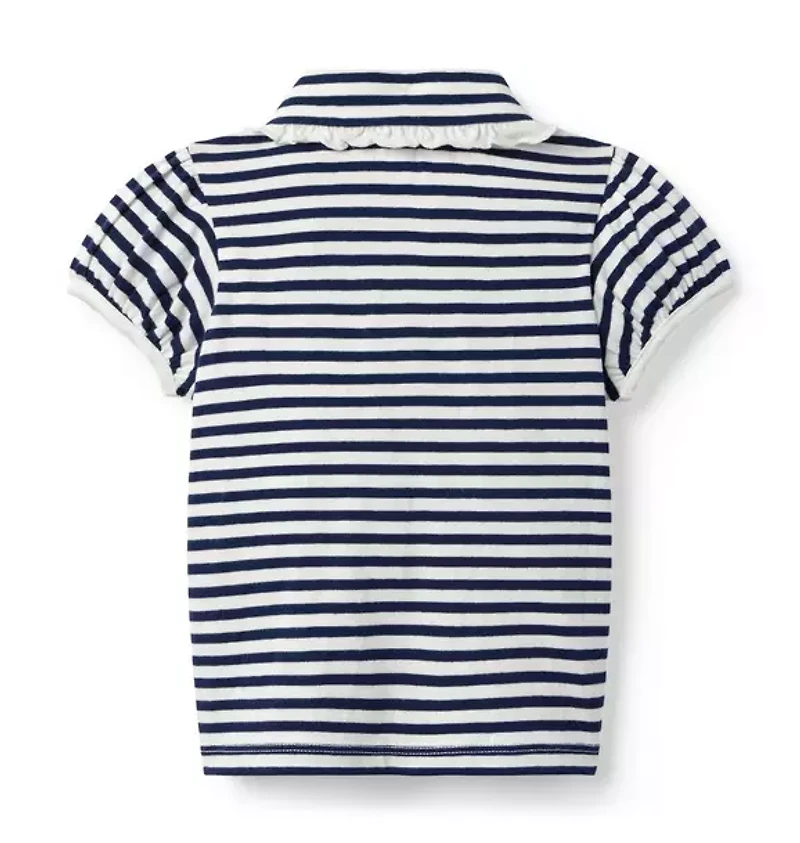 Striped Puff Sleeve Polo