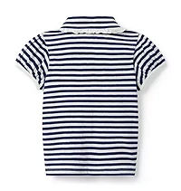 Striped Puff Sleeve Polo