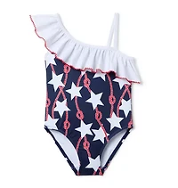 Star Ruffle Shoulder Swimsuit