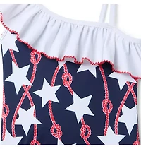 Star Ruffle Shoulder Swimsuit