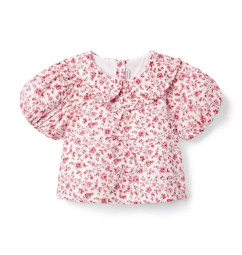 Ditsy Floral Bow Collared Top