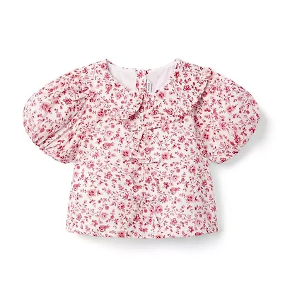 Ditsy Floral Bow Collared Top