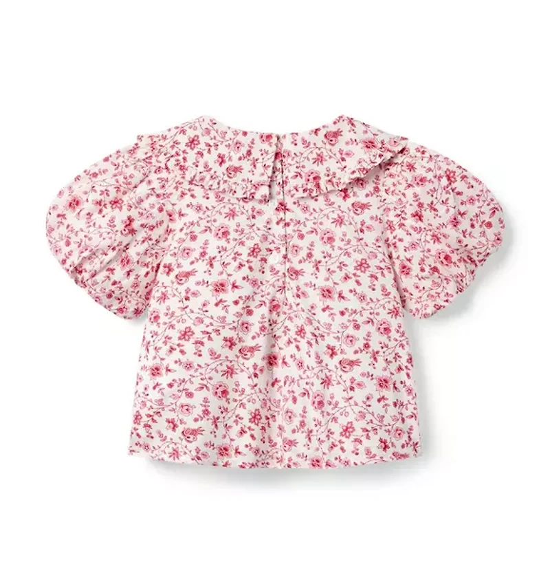 Ditsy Floral Bow Collared Top