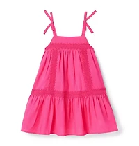 Lace Trim Ruffle Hem Dress