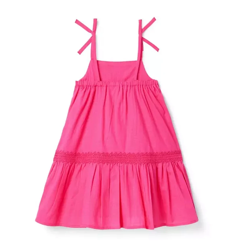 Lace Trim Ruffle Hem Dress