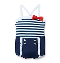 Retro Stripe Bow Swimsuit