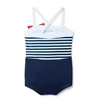 Retro Stripe Bow Swimsuit
