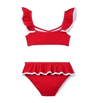 Textured Ruffle Bow 2-Piece Swimsuit