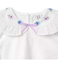 Embroidered Collar Top