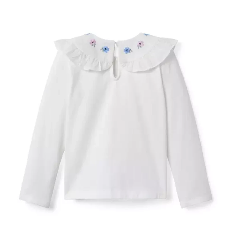 Embroidered Collar Top
