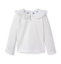 Embroidered Collar Top