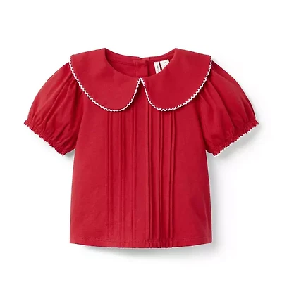 Pintuck Collared Top