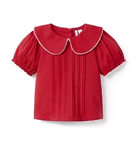 Pintuck Collared Top