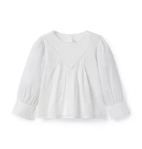 Lace Trim Pintuck Top