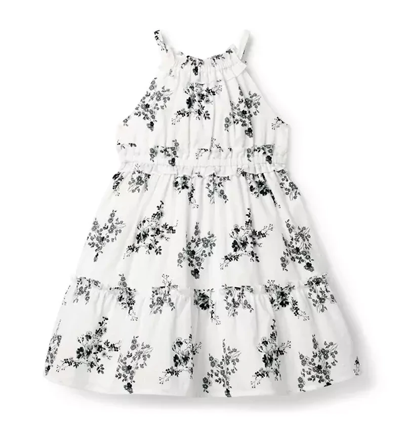 Floral Halter Ruffle Dress