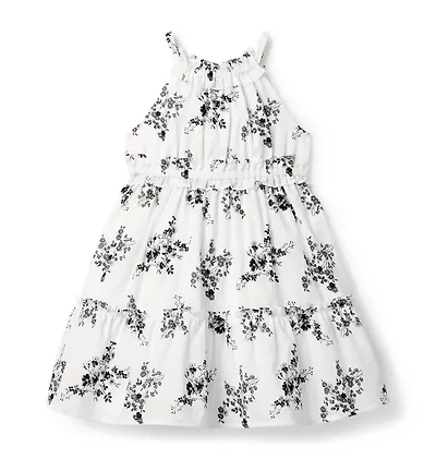 Floral Halter Ruffle Dress