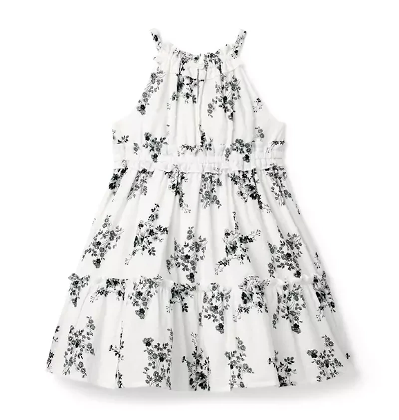 Floral Halter Ruffle Dress