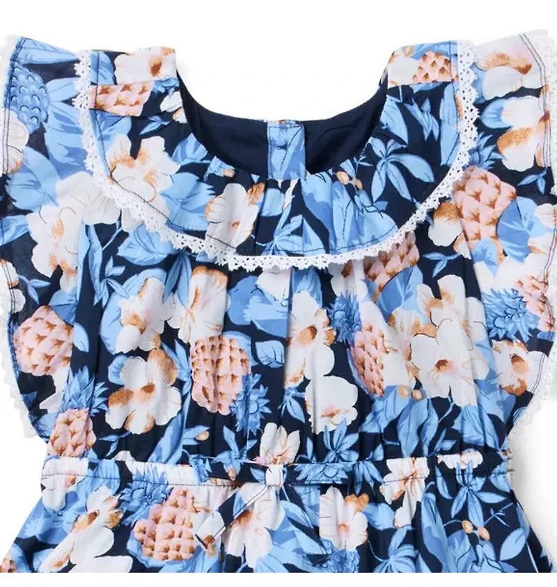 Pineapple Floral Ruffle Dress